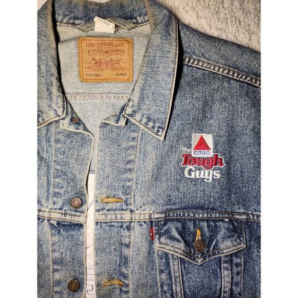 Vintage Levi’s Denim Jacket 0593 Citgo Tough Guys Logo Patch Workwear USA Made - Picture 2 of 8